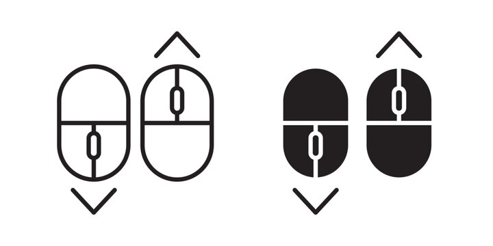 Scroll down up icon flat outline in black