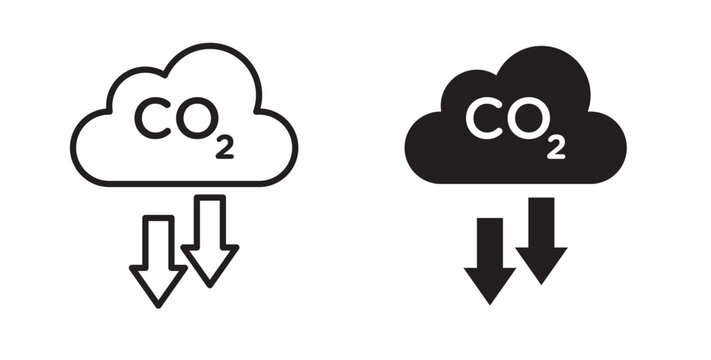 Low carbon dioxide icon flat outline in black