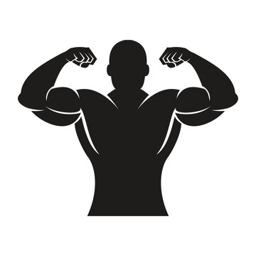 Flat vector illustration of a muscular male bodybuilder.