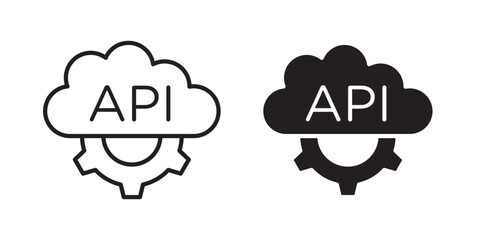 Obraz premium API icon flat outline in black