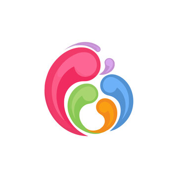 Colorful abstract swirling shapes logo