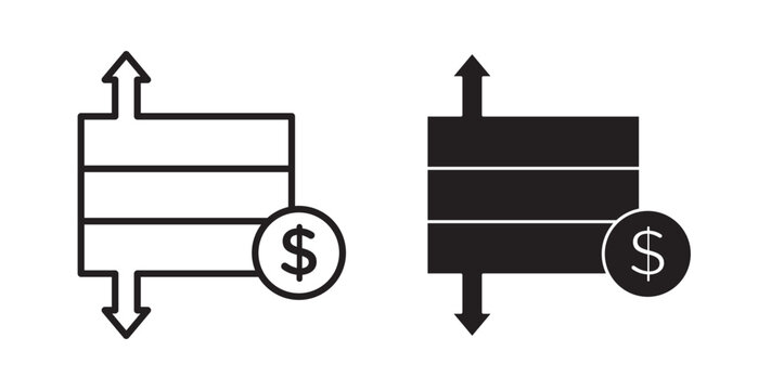 Operating profit loss icon flat outline in black