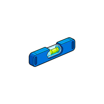 Blue spirit level tool icon isolated on white background