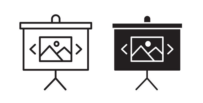 Slideshow icon flat outline in black