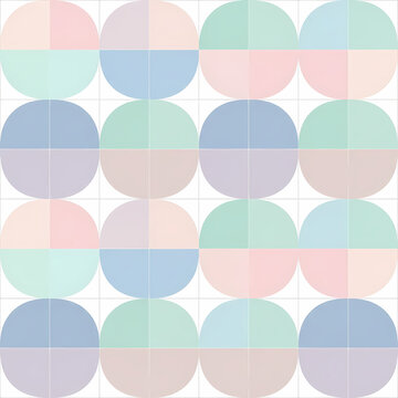 Pastel Geometric Circles Pattern with Four Color Quadrants.