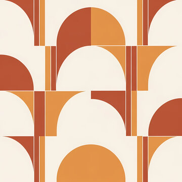 Seamless retro geometric arch pattern with warm earthy tones.