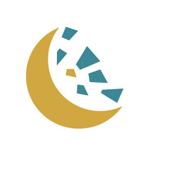 Abstract geometric crescent moon and shards © neneng