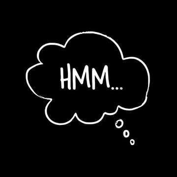 Hand Drawn HMM Thought Bubble Doodle on Black Background