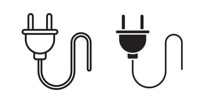Plug icon flat outline in black