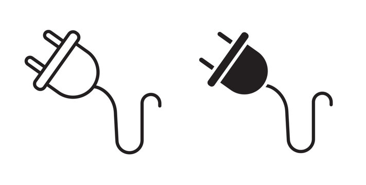Electrical plug icon flat outline in black