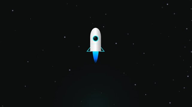 Animated Rocket Ship Flying Through Starry Space