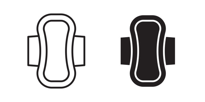 Sanitary pad icon flat outline in black