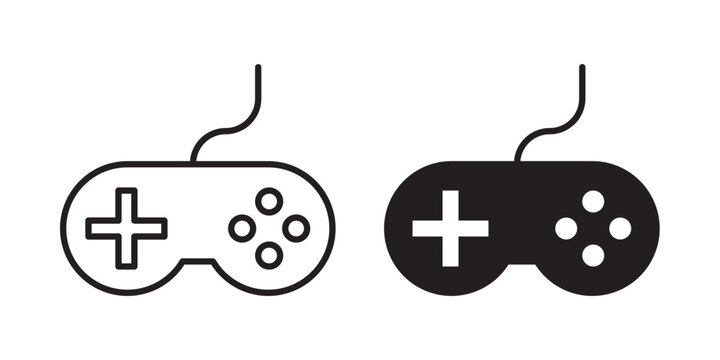 Game controller icon flat outline in black