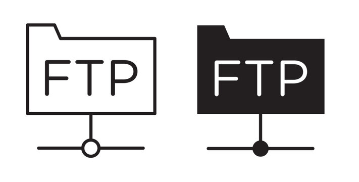 FTP icon flat outline in black