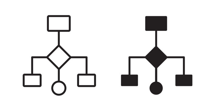 Flowchart icon flat outline in black