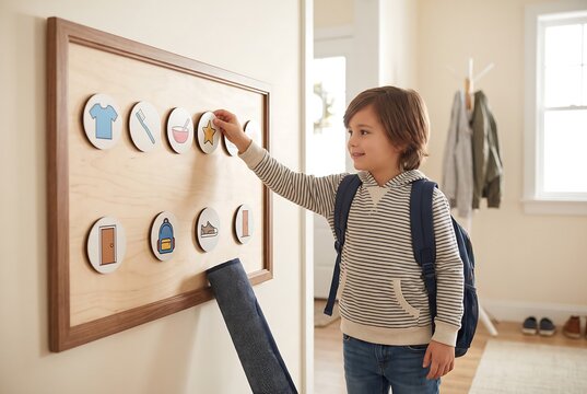 Child Following Visual Routine Schedule Independently