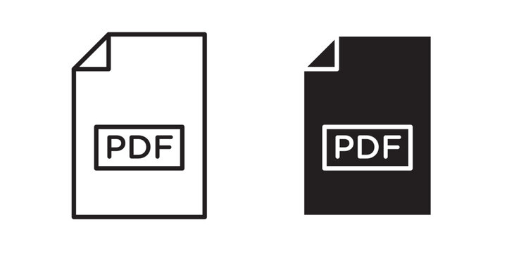 PDF file icon flat outline in black