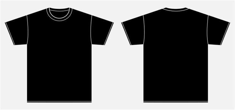 tshirt mockup blank template vector shirt white front back outline lineart clothing apparel casual wear isolated design fashion cotton techpack blueprint schematic plain display presentation textile