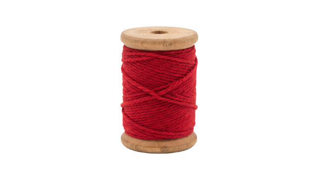 Red thread spool on transparent background