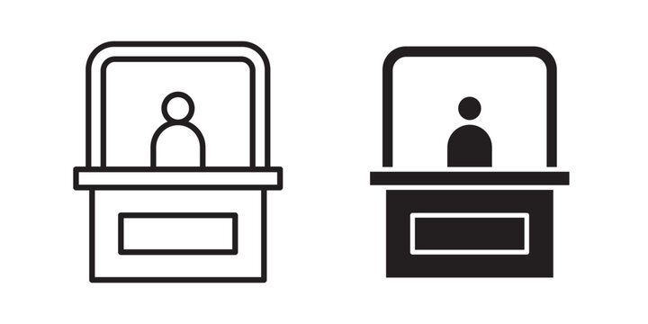 Exhibitor icon flat outline in black