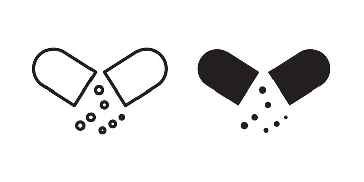 Open Capsule icon flat outline in black