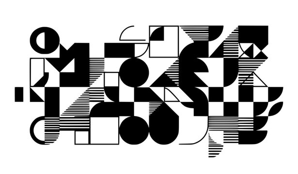 Abstract Striped Geometric Shapes Magazine Cover Design