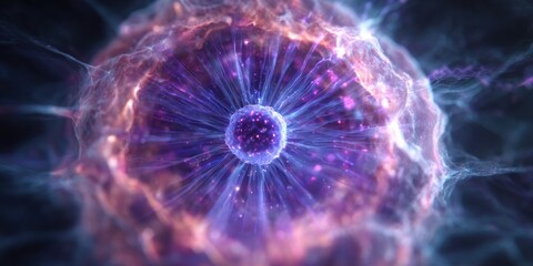 Fototapeta premium Abstract illustration of a glowing energy sphere with vibrant colors and intricate details