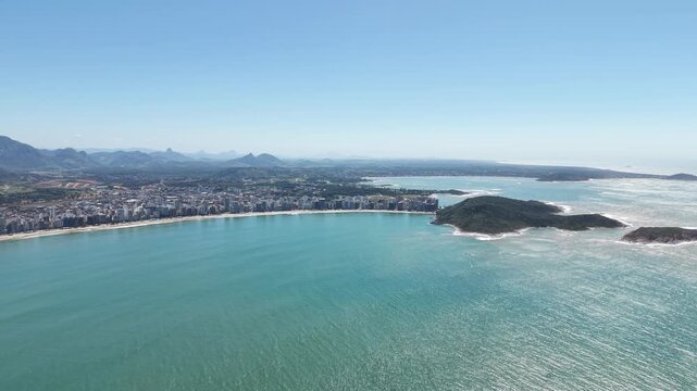 Guarapari, Brazil, Espirito Santo, Esp&iacute;rito Santo, aerial view, aerial photography, drone photography, drone, coastline, beach, tropical beach, ocean, turquoise water, tropical coast, Brazilian coast,