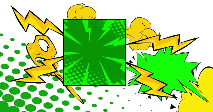 Cartoon background animation, comic book backdrop video. Retro comics pop art design.