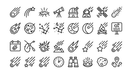 Collection of astronomy and space exploration icons with transparent background © UJJWAL