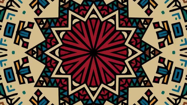 Colorful psychedelic kaleidoscope patterns twist and swirl, creating a vibrant abstract video background for music festivals, social media, and event.