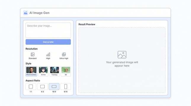 Modern AI Image Generator Software User Interface Mockup