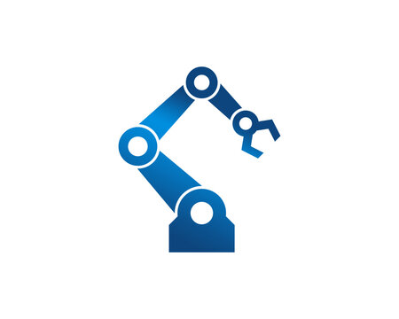 Robotic arm industrial automation technology vector logo