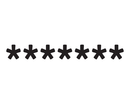 Password asterisks line icon representing hidden secret text security code and user authentication input with pin code