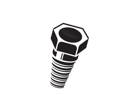 Industrial bolt and nut fastener hardware vector logo