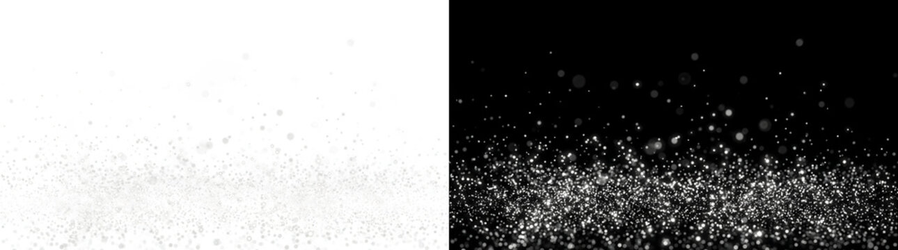 Sparkle cloud of dense silver dust rising from the bottom for festive overlays in PNG, Transparent and Black Background Versions