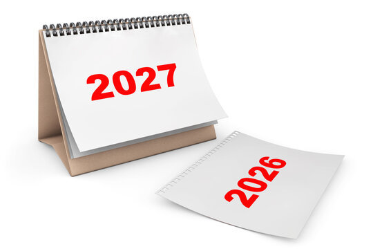 Folding Calendar with 2027 year page. 3d Rendering