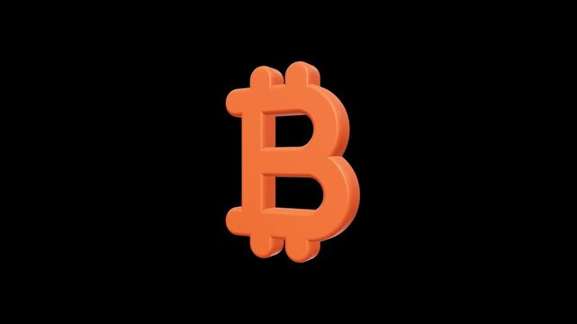 Glossy orange 3D Bitcoin cryptocurrency logo icon