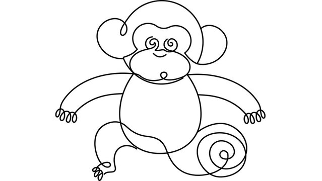 Monkey white background sitting cartoon.