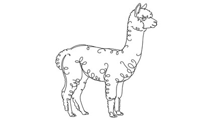 Obraz premium Llama standing white background.