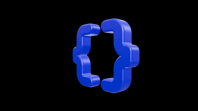 Glossy 3D Blue Curly Brackets For Programming Syntax