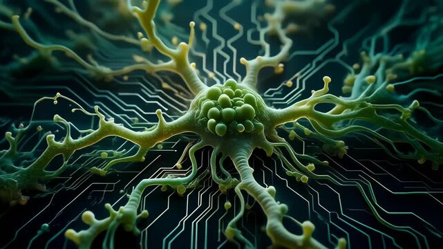 菌糸のようにじわじわ広がる半導体回路パターン