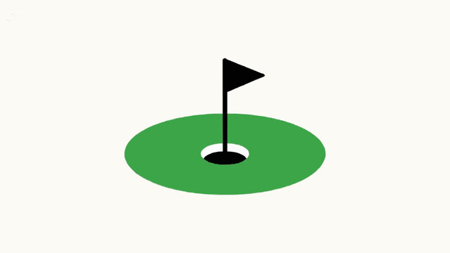 Golf Hole with Flag Vector Illustration