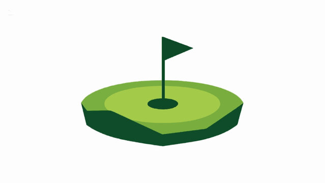Golf Hole with Flag Vector Illustration