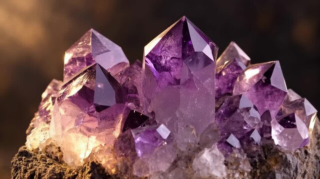 Cozy Amethyst Crystal Ambience Background, Healing Sound Bath Concept for Meditation and Sleep Content