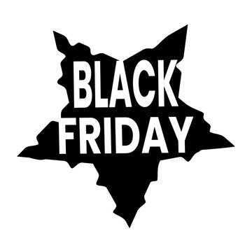 Black friday text on a jagged black star shape