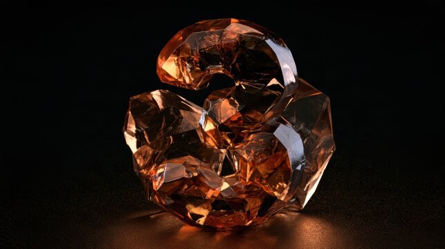 Three interlinked geometric forms create a number 3 on a dark background with a smooth glow of amber colors highlighting the shapes.