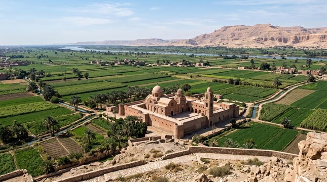 Egypt Red Monastery Sohag Historic Monastery Panorama