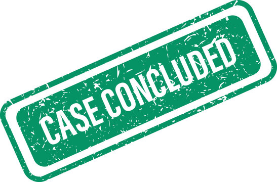Green rubber stamp with Case Concluded text isolated on white for legal and business use