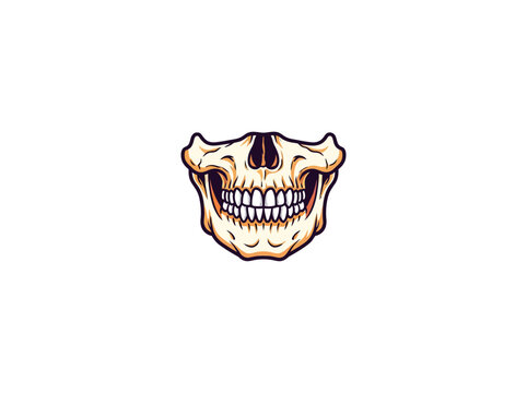 Stylized Human Skeleton Jaw With Exposed Teeth And Bold Outlined Anatomy Artwork Vector Illustration